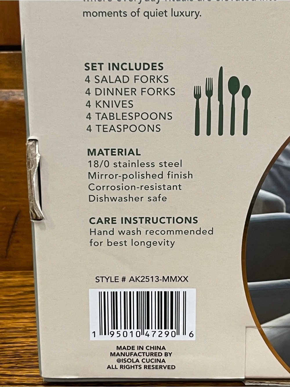 New Isola Cucina 20-Piece Stainless Steel Flatware Set – Service for 4 - Picture 3 of 3